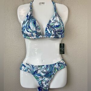 NWT Lauren Ralph Lauren Matching Bikini Top and Bottoms Size 16